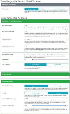 Einstellungen für PV-Laden