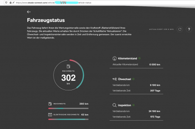 Screeshot skoda connect portal