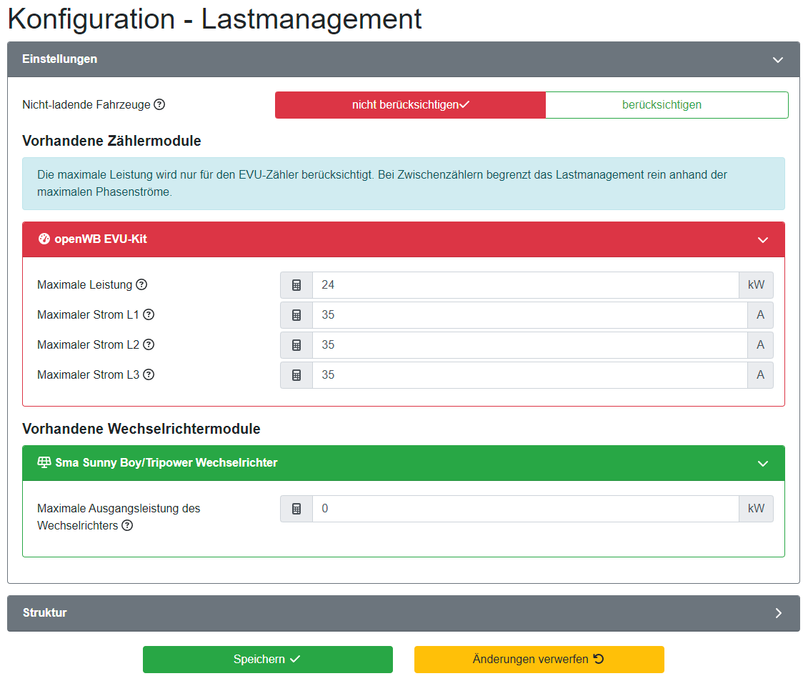 Konfiguration Lastmanagement