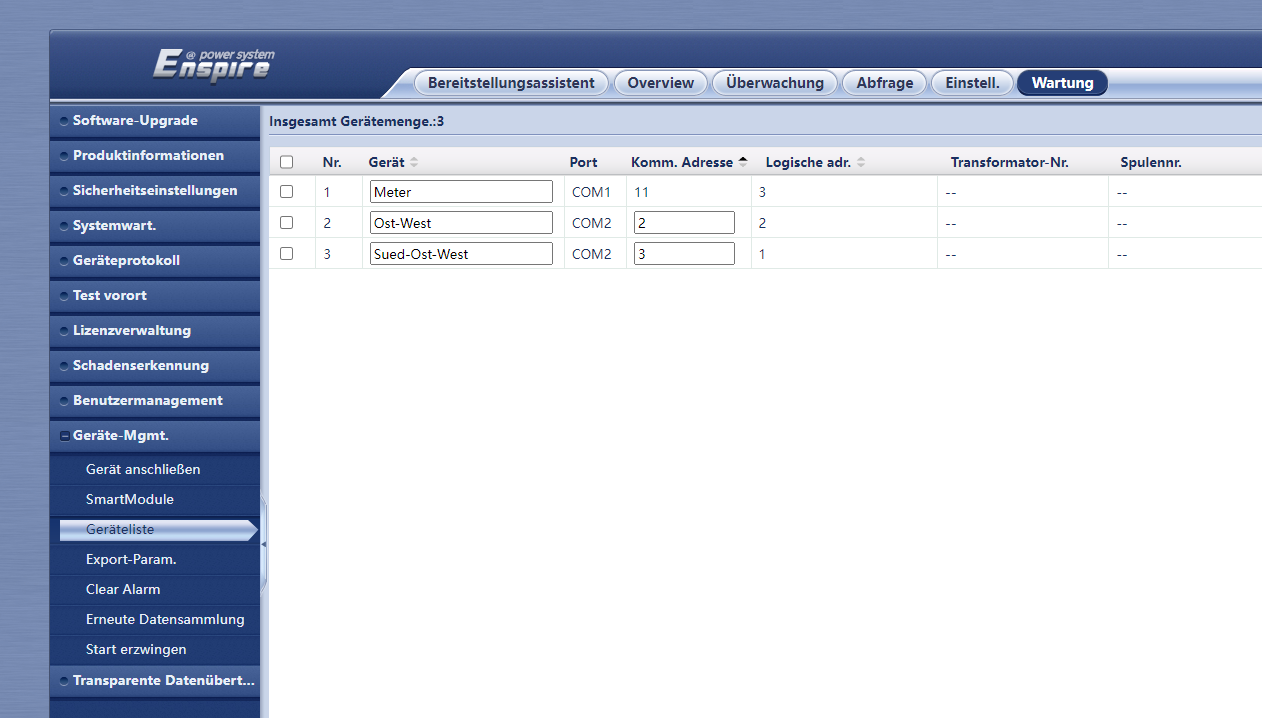 smartlogger geräteliste