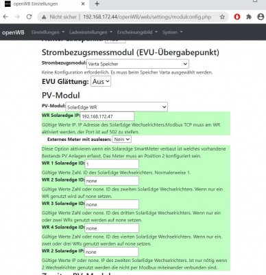 Modulkonfiguration openWB