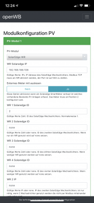 Einstellungen OpenWB