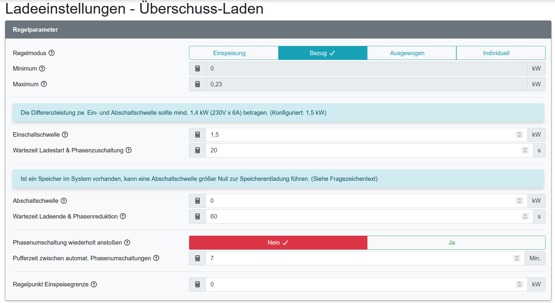 Überschuss laden