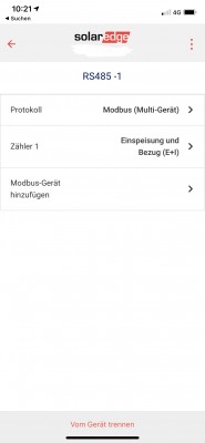 (Bei mir) RS485-1 mit angeschlossenem Smartmeter (könnte bei euch anders rum angeschlossen sein, dann einfach umgekehrt vorgehen...)